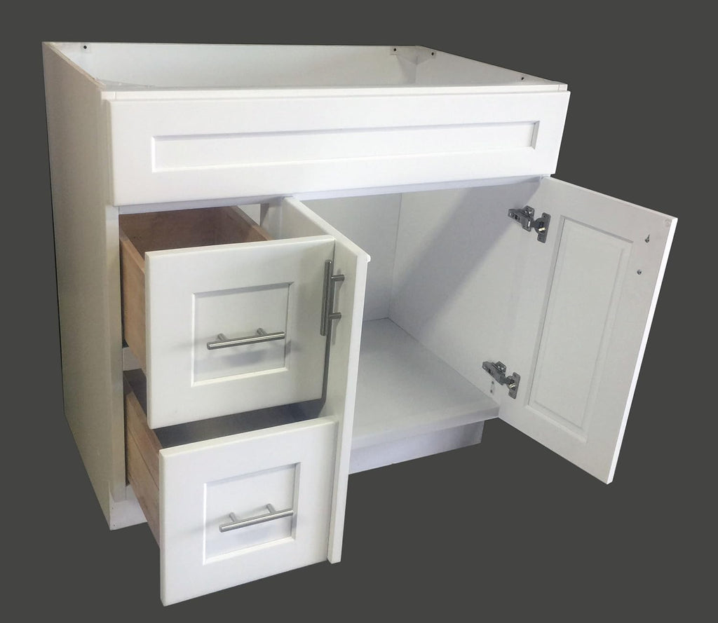 White Shaker Single-sink Bathroom Vanity Base Cabinet 36 Wide x 21 Deep B822448