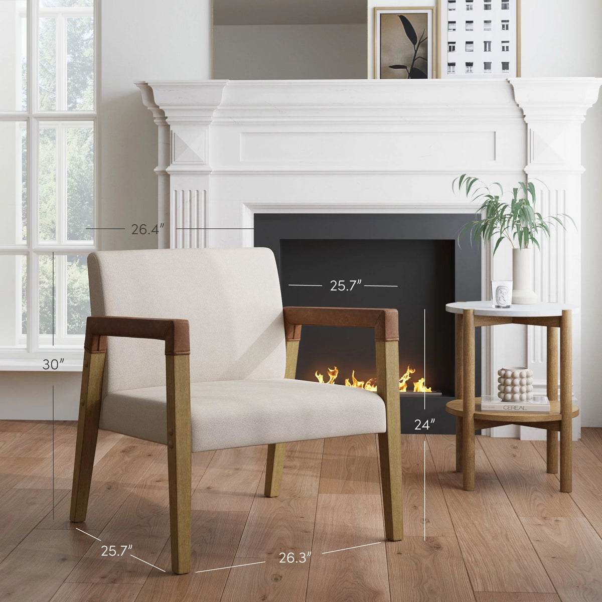 Natural Flax Upholstered Accent Chair with Arms N151914
