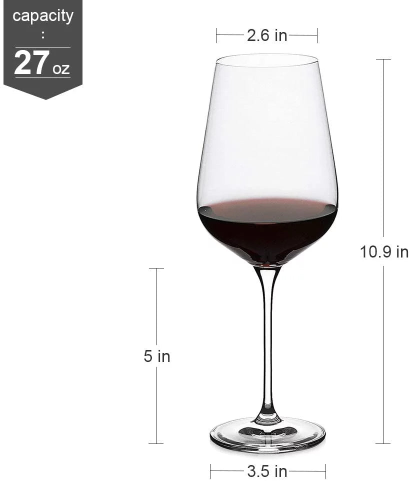 Clear 27 oz Long Stemmed Crystal Wine Glasses Set of 2 K127808