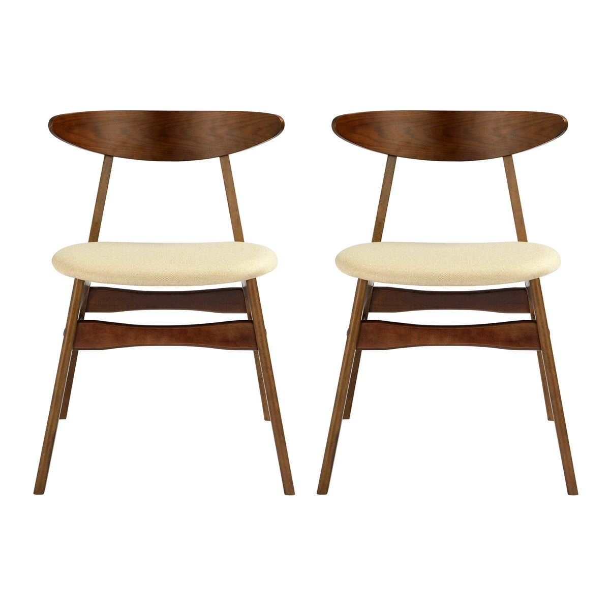 Beige Solid Wood Upholstered Dining Side Chair Set of 2 D364101