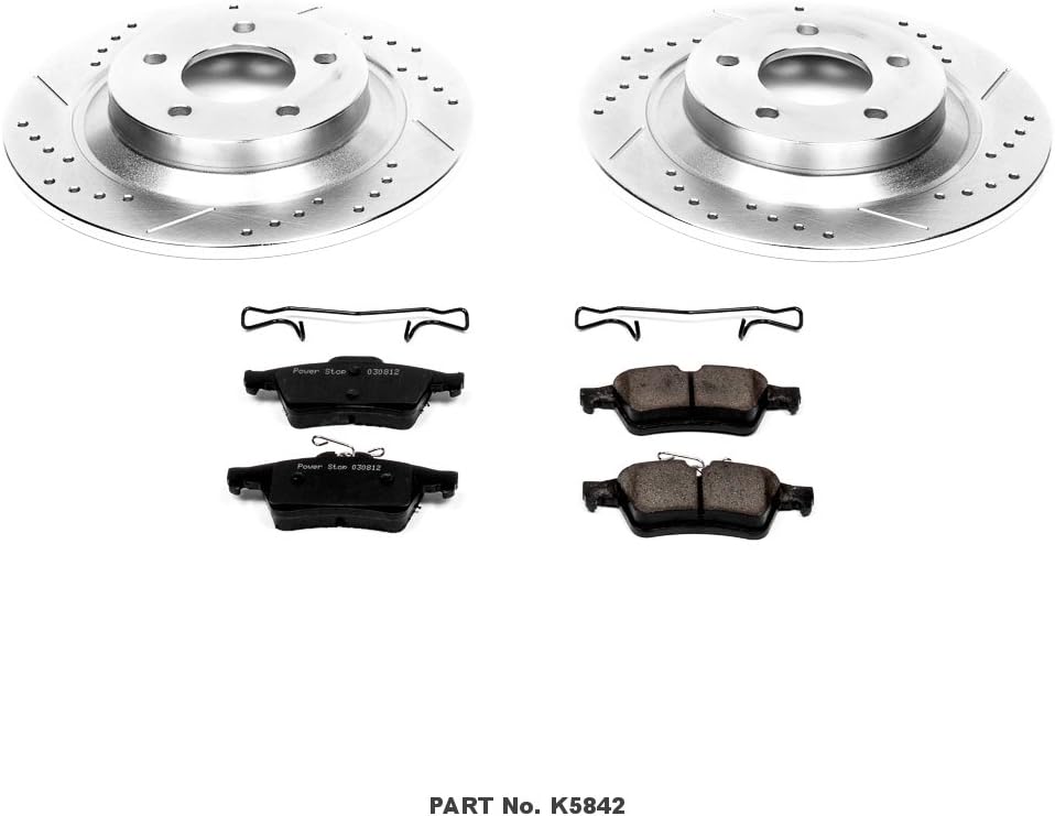 Rear Carbon Fiber Brake Pads with Drilled & Slotted Brake Rotors Kit K6965