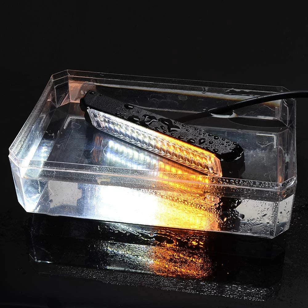 Amber-White-Amber Emergency Beacon Strobe Light 88-LED 88W 32-LED 96W IP68 12V-24V G79873