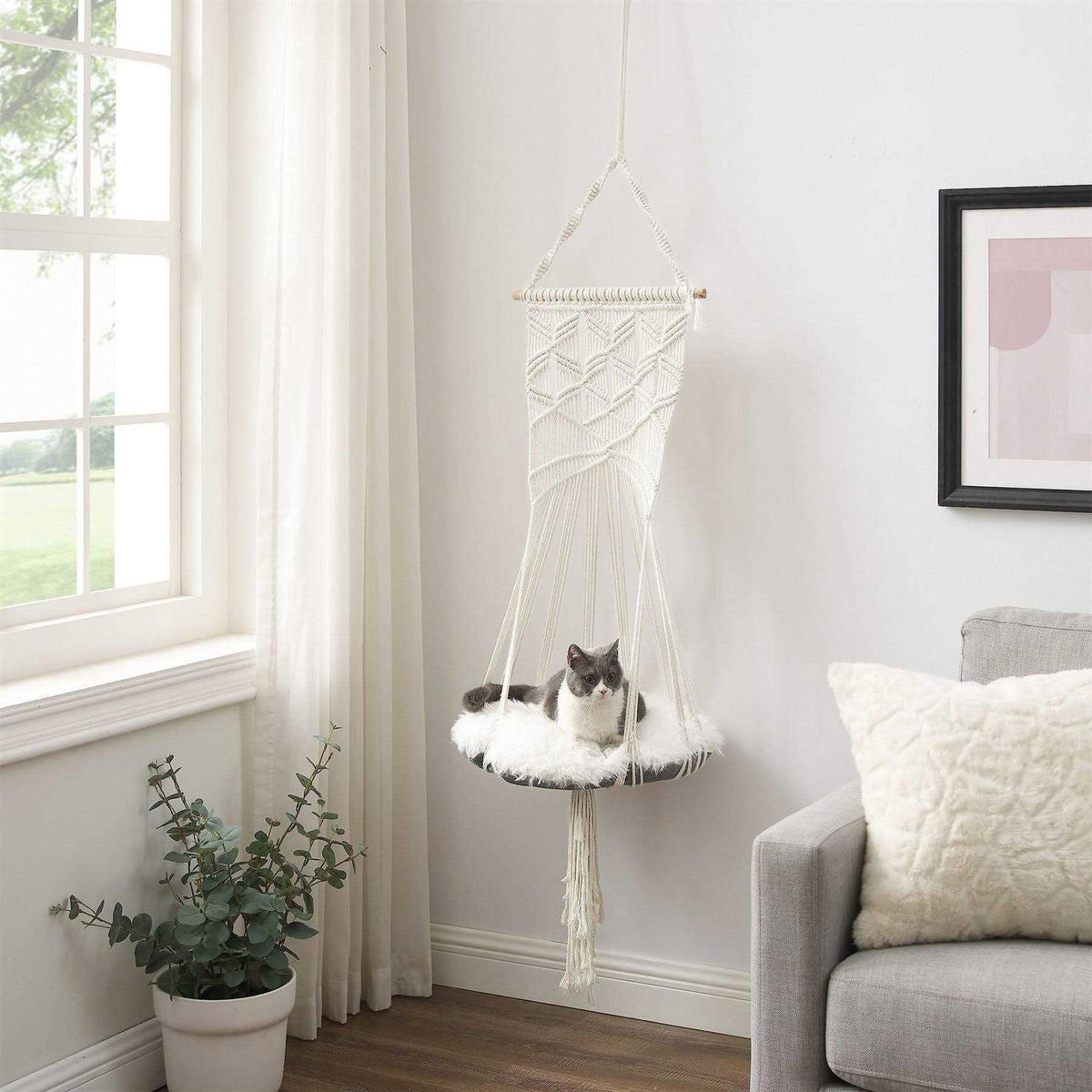White Macrame Cat Tree N955805