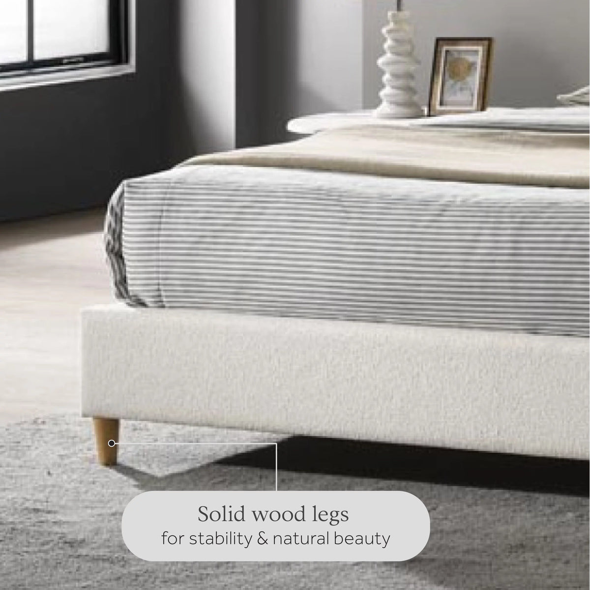 Queen Boucle Arched Headboard Platform Bed L658366