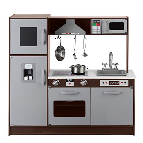 Kids Corner Wooden Kitchen Toy Playset with Stove, Oven, Sink, Fridge and Accessories J26089