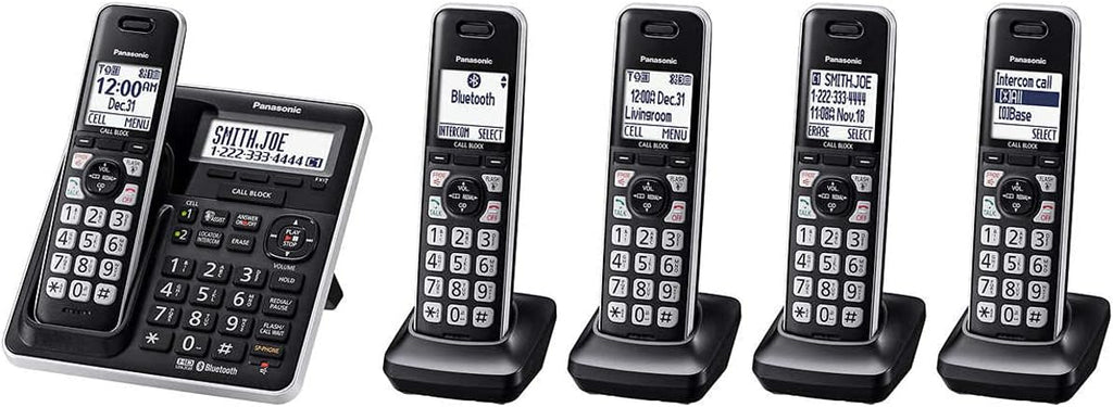 5 Handset DECT 6.0 Bluetooth Cordless Phone System, Black H617