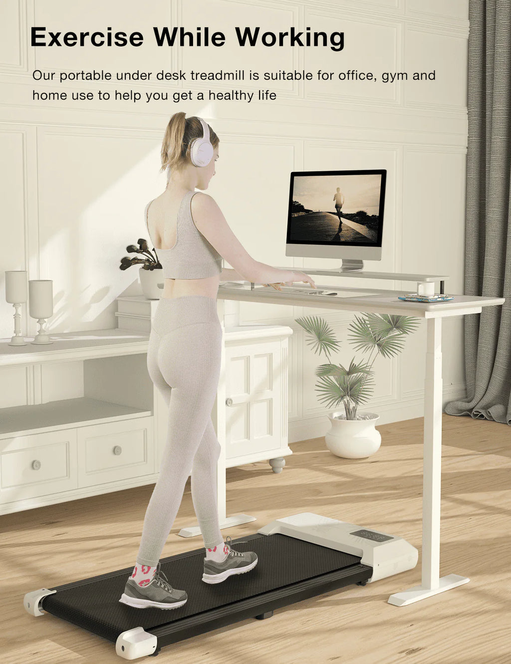 2 in 1 Under Desk Treadmill with Remote Control and LED Display U488277