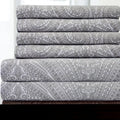 Grey Full Paisley Print Bed Sheet Set R38826