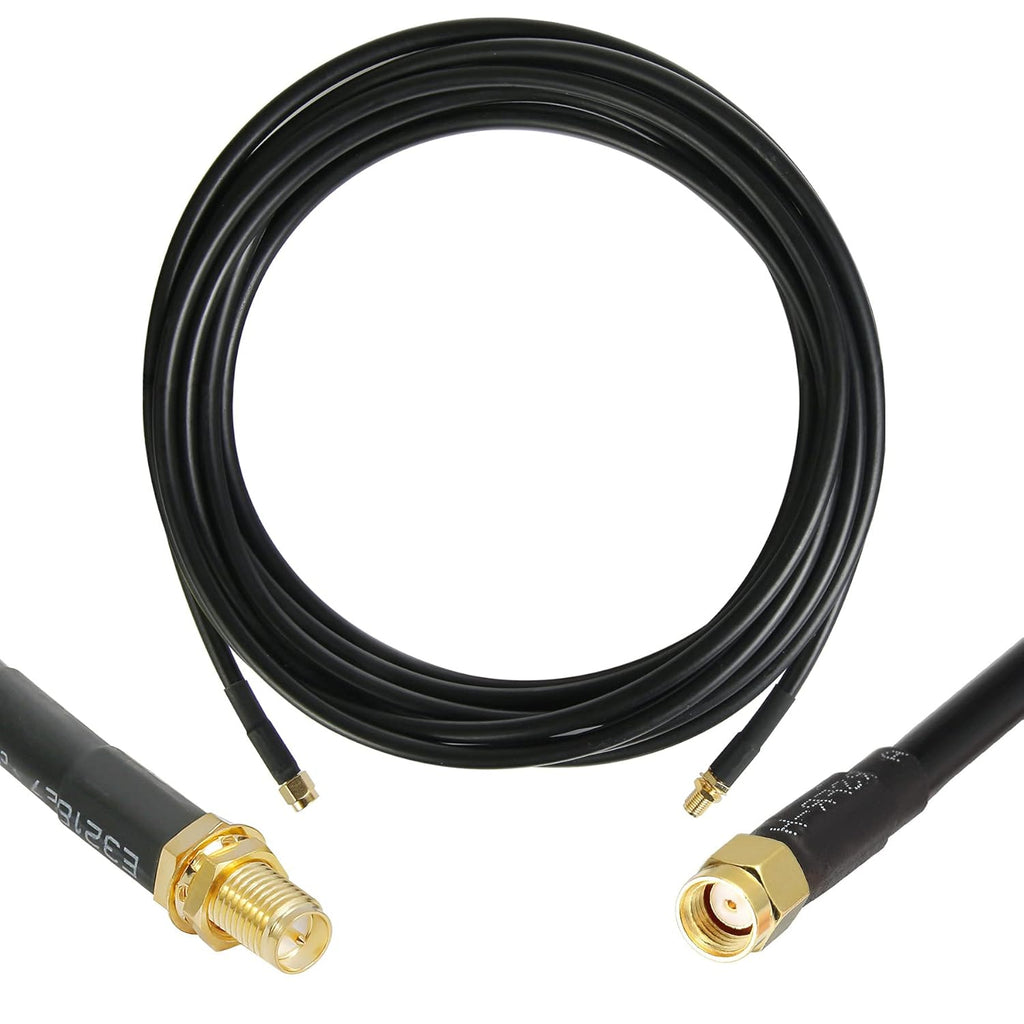15 ft RP-SMA Male to RP-SMA Female Extension Cable, 50 Ohm Pure Copper Coax Pack of 2 Y473