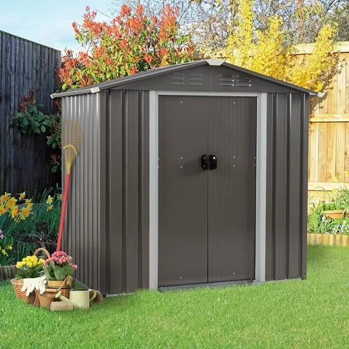 Gray Metal Garden Storage Shed T1197
