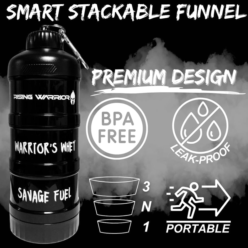 Portable Protein Powder Stackable Container with Top Cap Funnel B20763