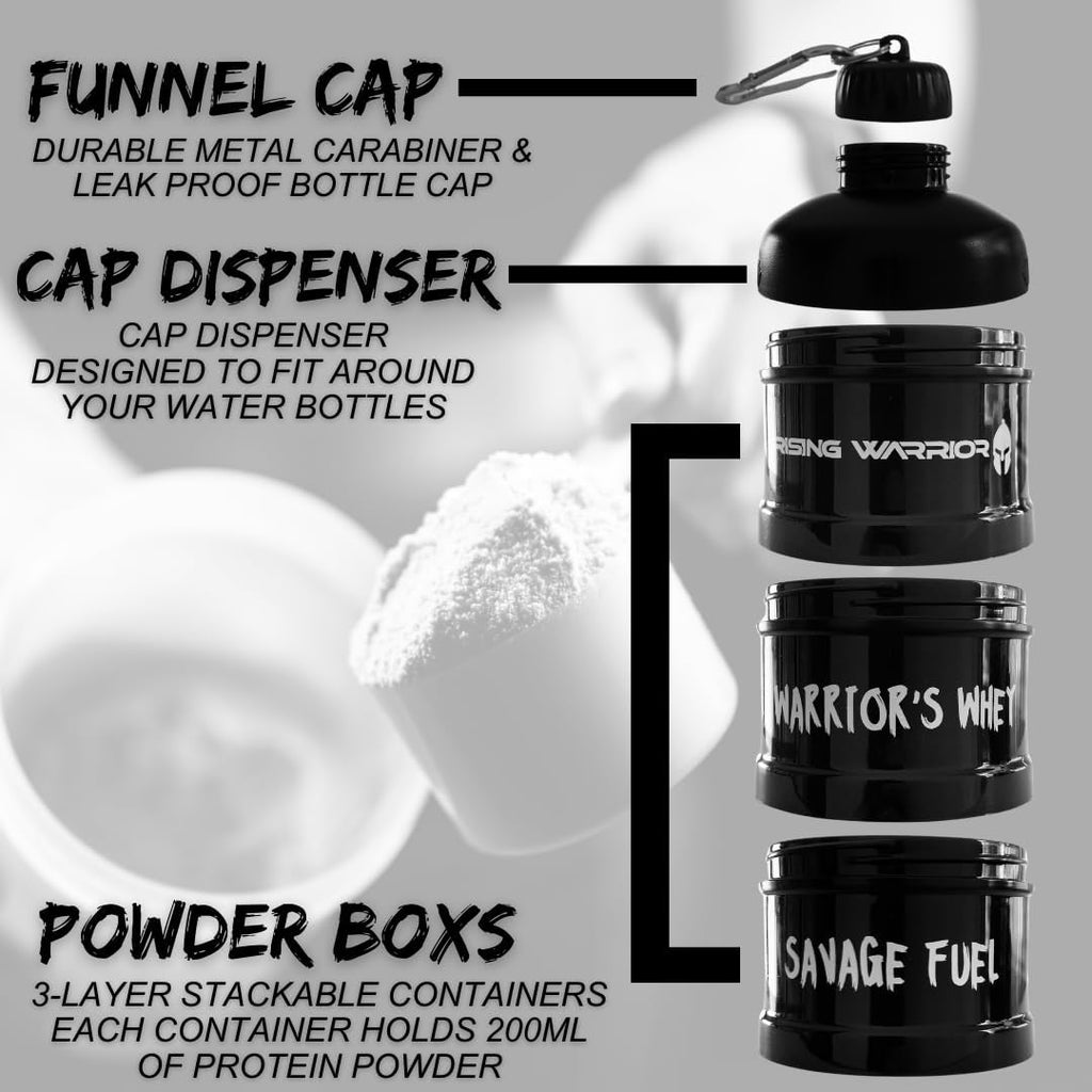 Portable Protein Powder Stackable Container with Top Cap Funnel B20763