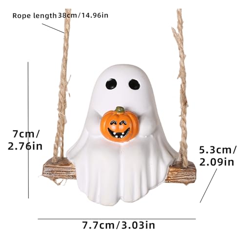 White Resin Pumpkin Swing with Rope Hook Y4940