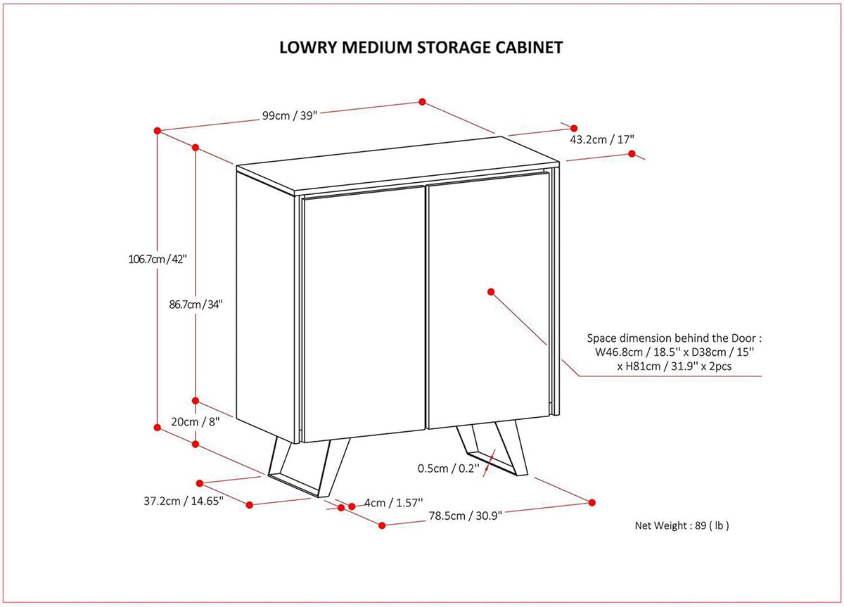 Solid Wood Storage Cabinet with 2 Doors and 4 Adjustable Shelves T505641