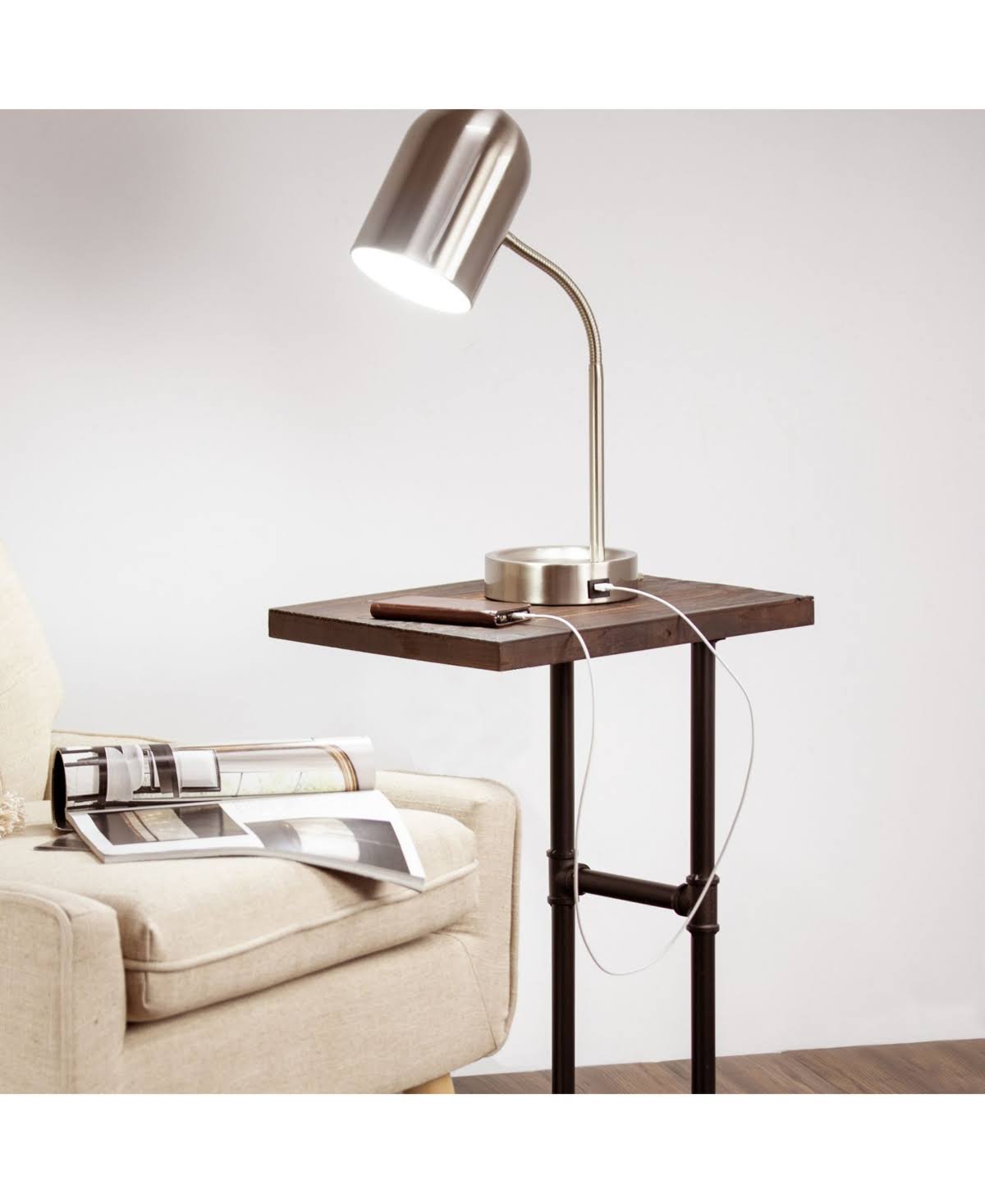 Brown Wood End Side Table V520588