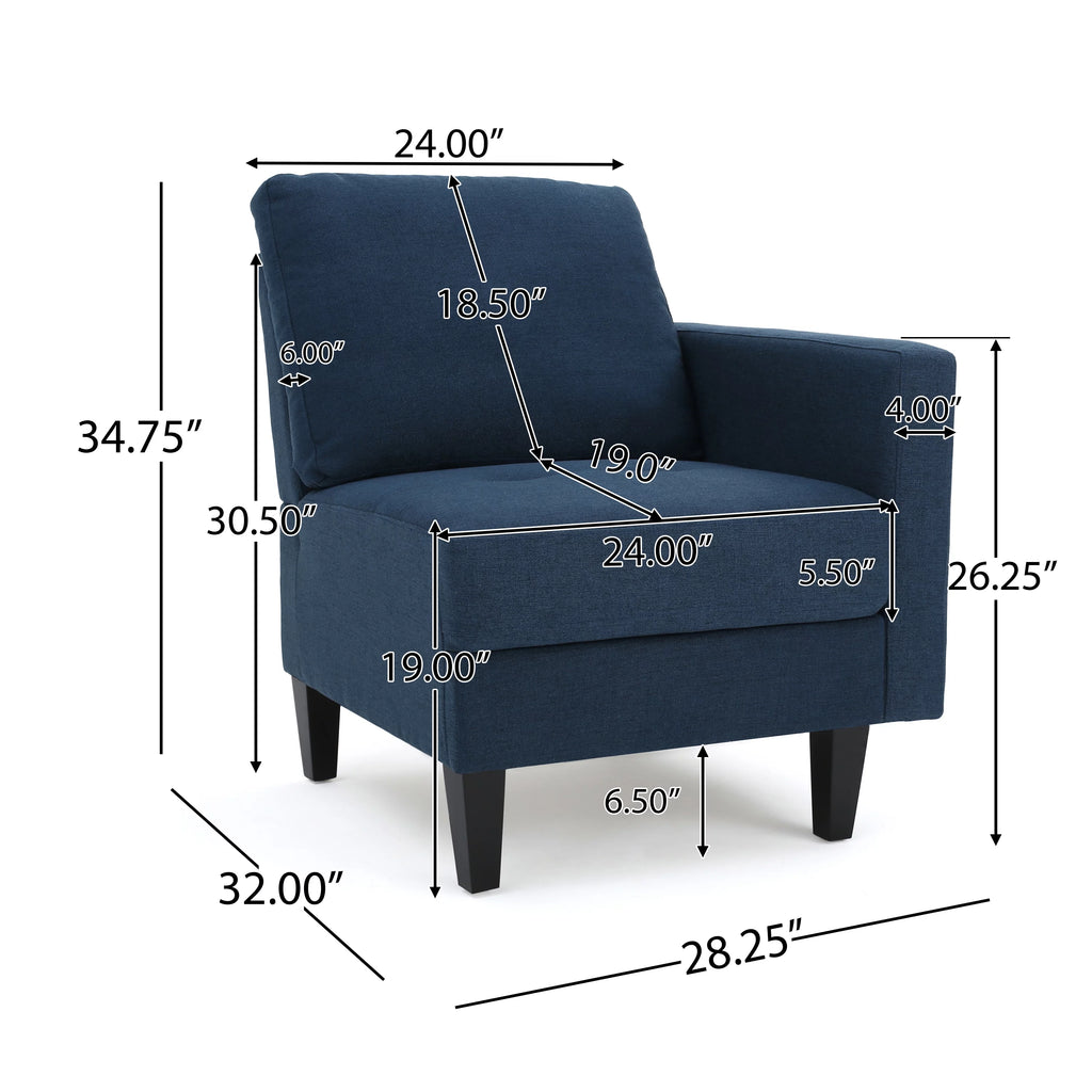 7 Piece Dark Blue Fabric Sectional Couch P9276