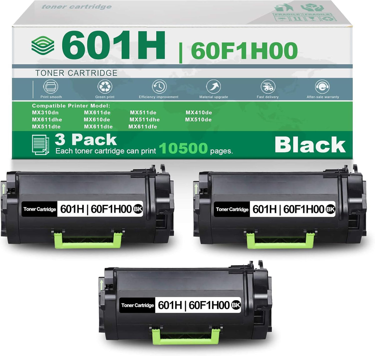 3 Pack Black High Yield Remanufactured Toner Cartridge F700769