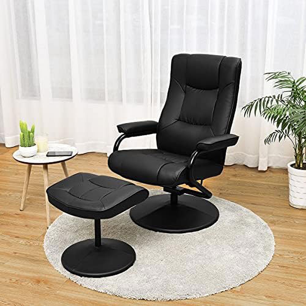 Black PU Leather Recliner Chair with Ottoman O37440