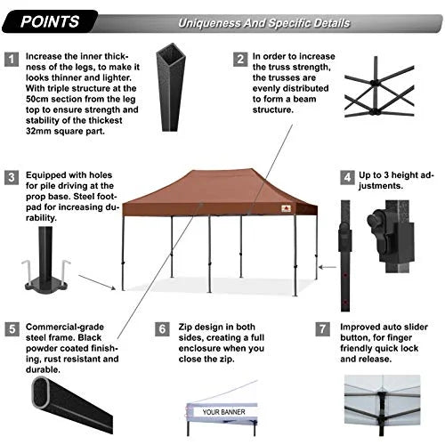Patio Pop Up Canopy Tent 10x20 E997813
