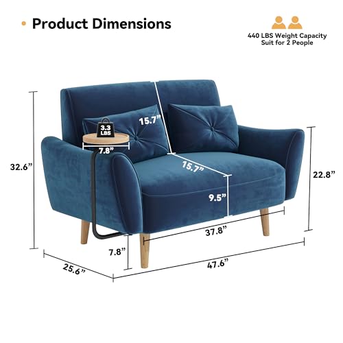 Blue Velvet Loveseat Sofa X6939