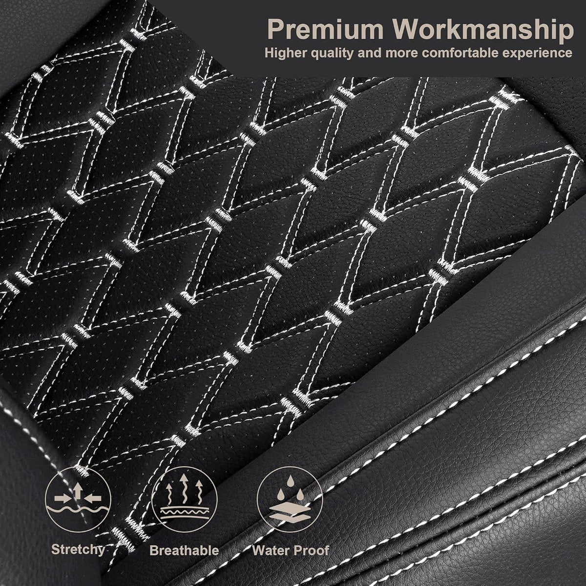 Pu Leather Car Seat Covers Full Set 5 Seatings Black Y845