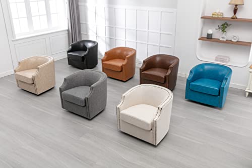 Brown Faux Leather Swivel Accent Chair Set of 2 V665159