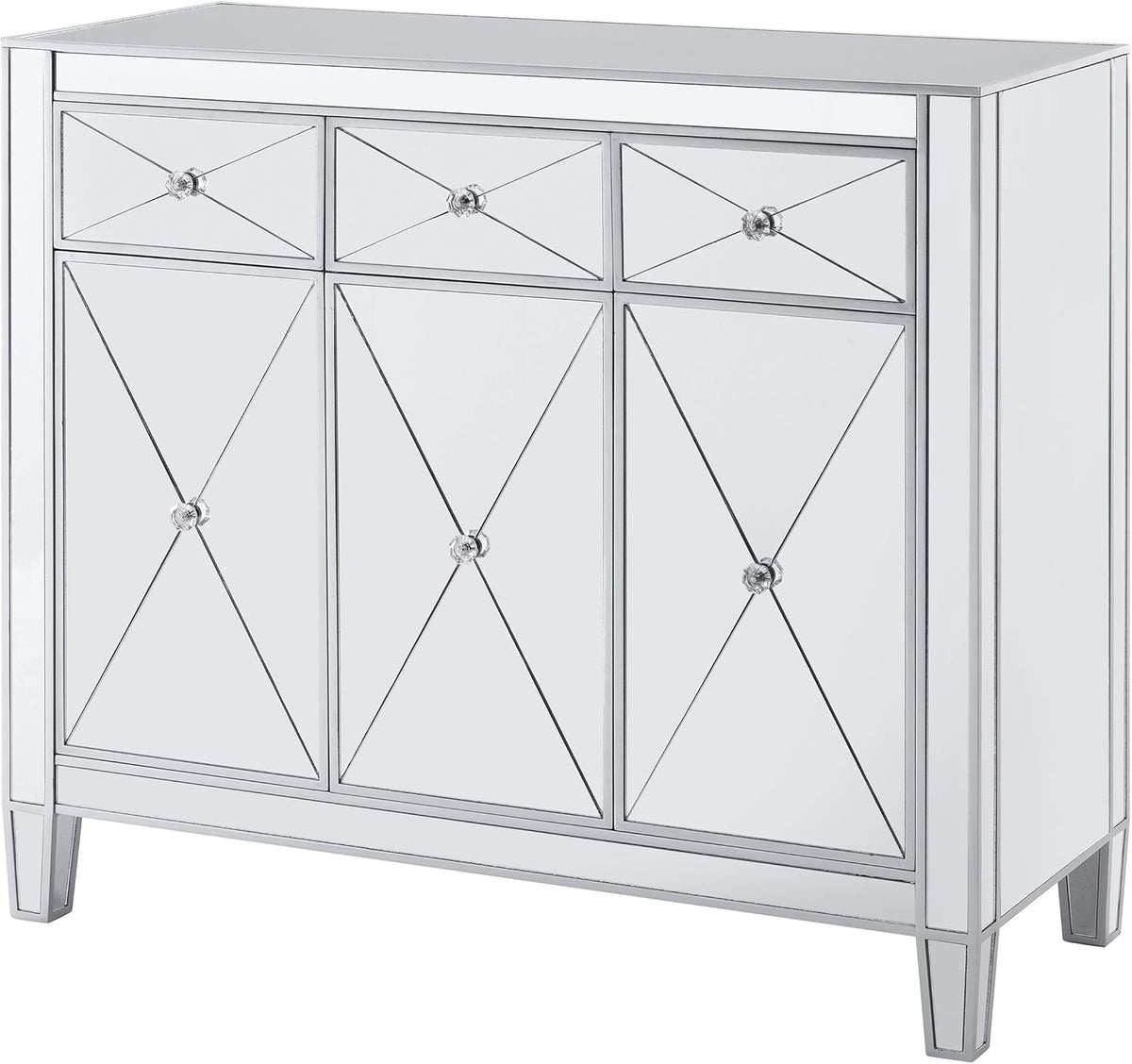 Mirrored Cabinet with Matte Silver Trim W918324