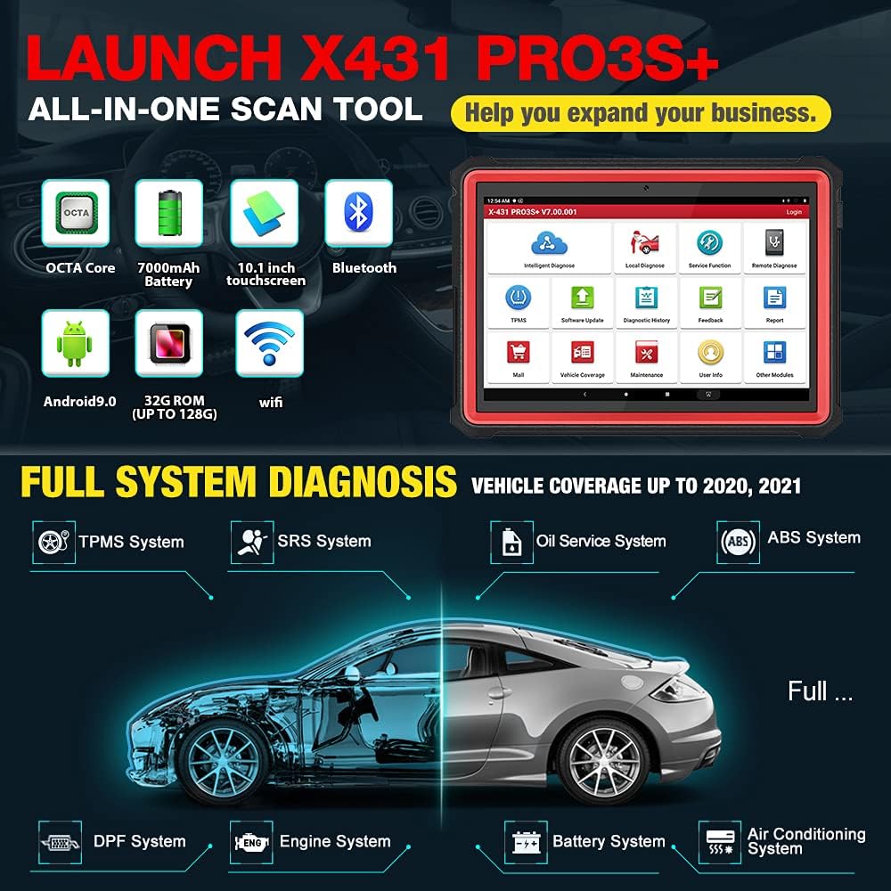 Bi-Directional Scan Tool with 31+ Reset Service, Full System Bluetooth Diagnostic Scanner, ECU Coding X14781