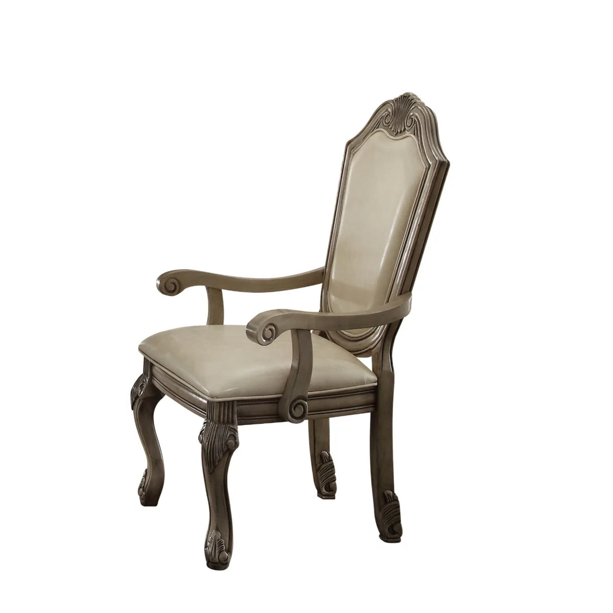 Faux Leather Upholstered Wooden Arm Chairs Set of Two E39789