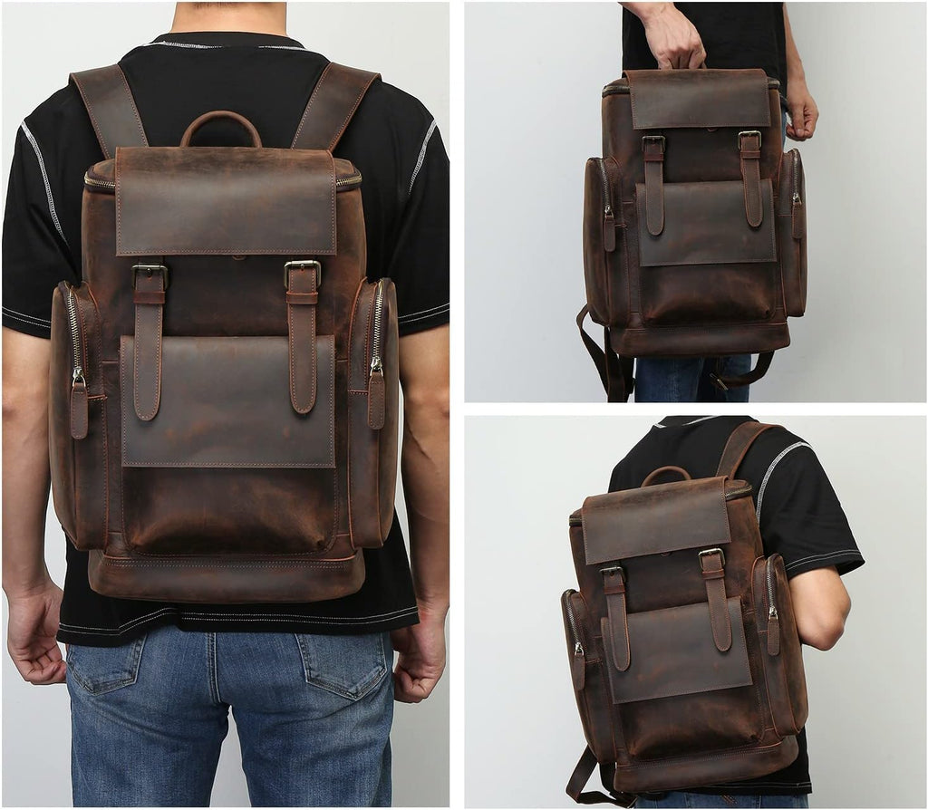 Leather 15.6 inch Laptop Backpack E8052