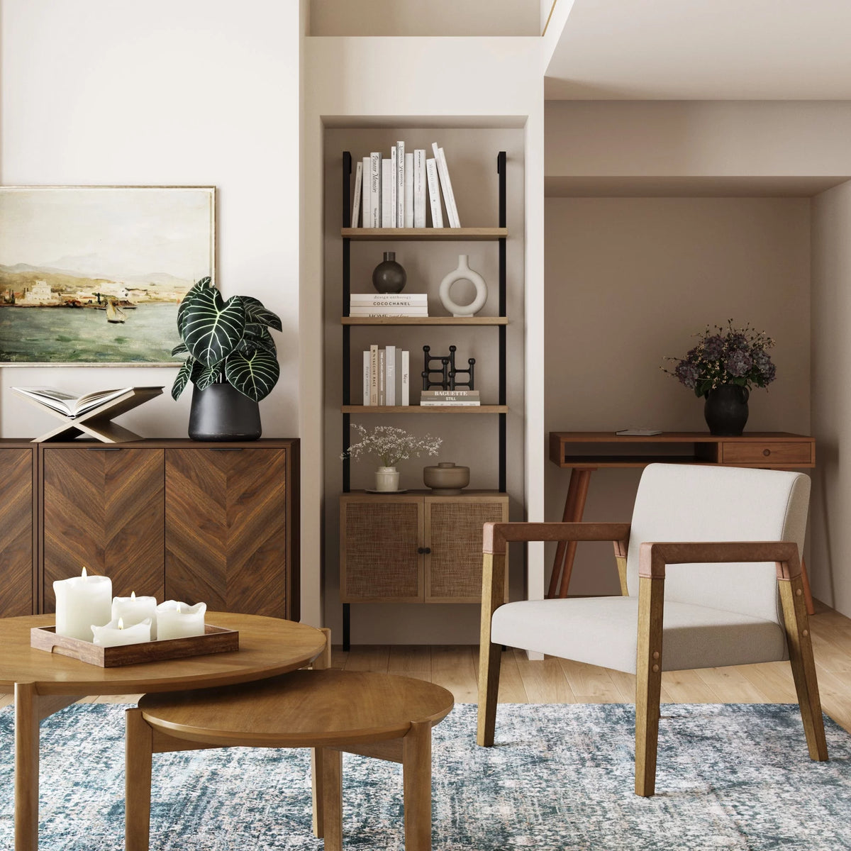Natural Flax Upholstered Accent Chair with Arms N151914