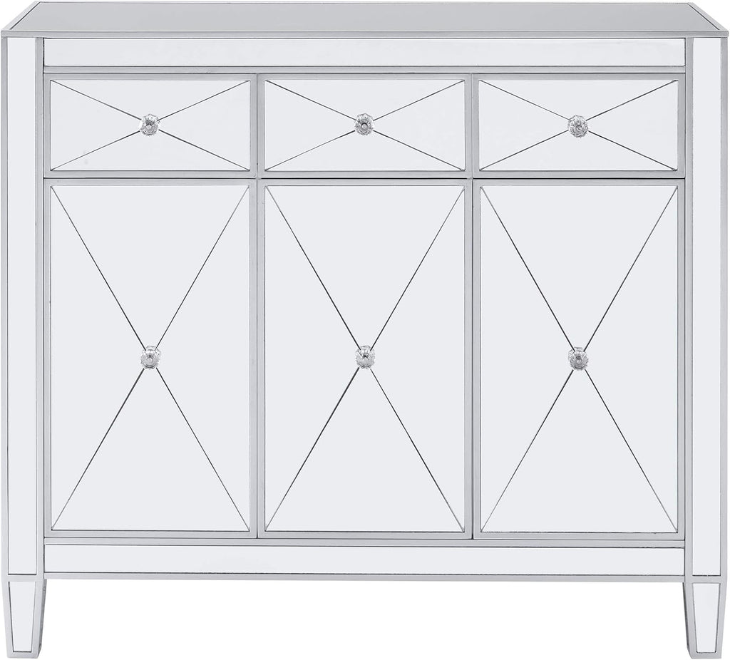 Mirrored Cabinet with Matte Silver Trim W918324