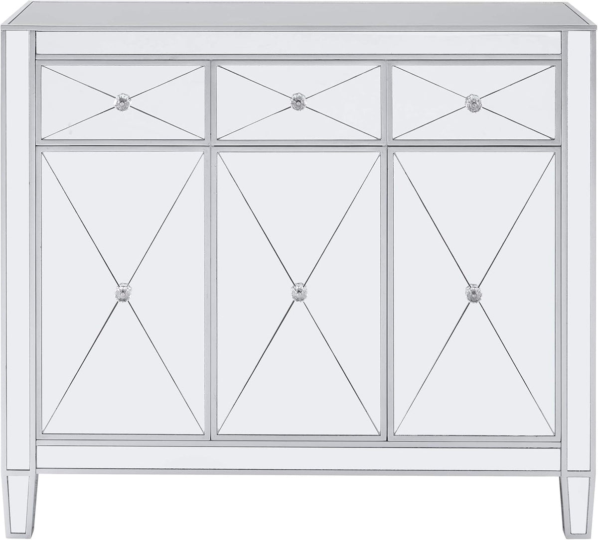 Mirrored Cabinet with Matte Silver Trim W918324