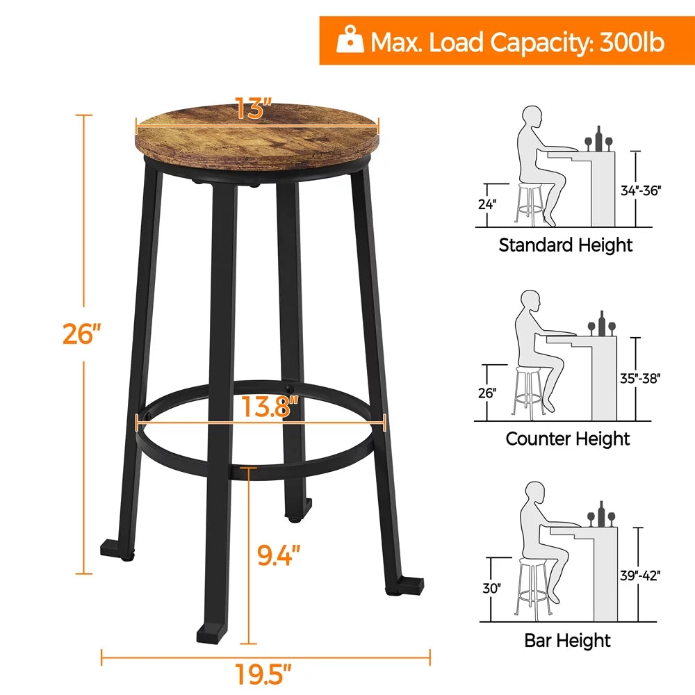26"H Pub Height Bar Stools Set of 2 Rustic Brown M547