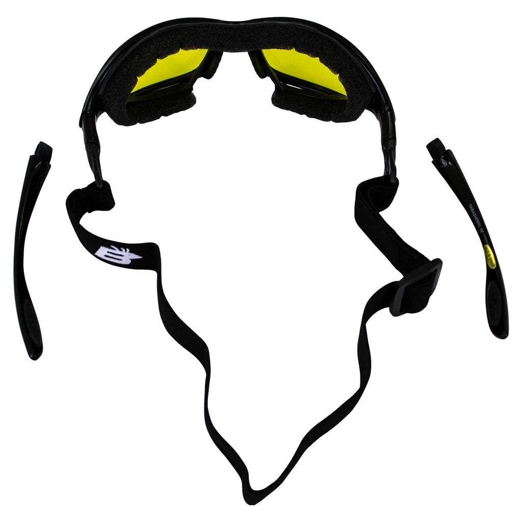 2 Pairs Padded Motorcycle Glasses Convertible to Goggles Shatterproof UV400 Black I85376