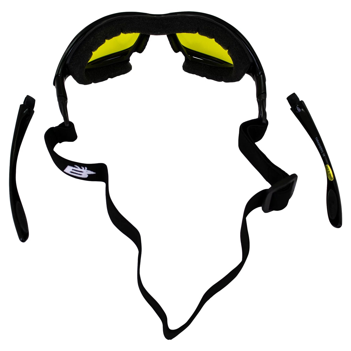 2 Pairs Padded Motorcycle Glasses Convertible to Goggles Shatterproof UV400 Black I85376
