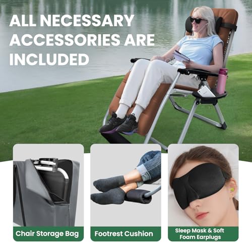 Oversized Padded Reclining Zero Gravity Chair with Cup Holder M1521