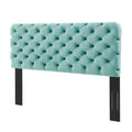 Blue King Size Velvet Tufted Headboard I3893