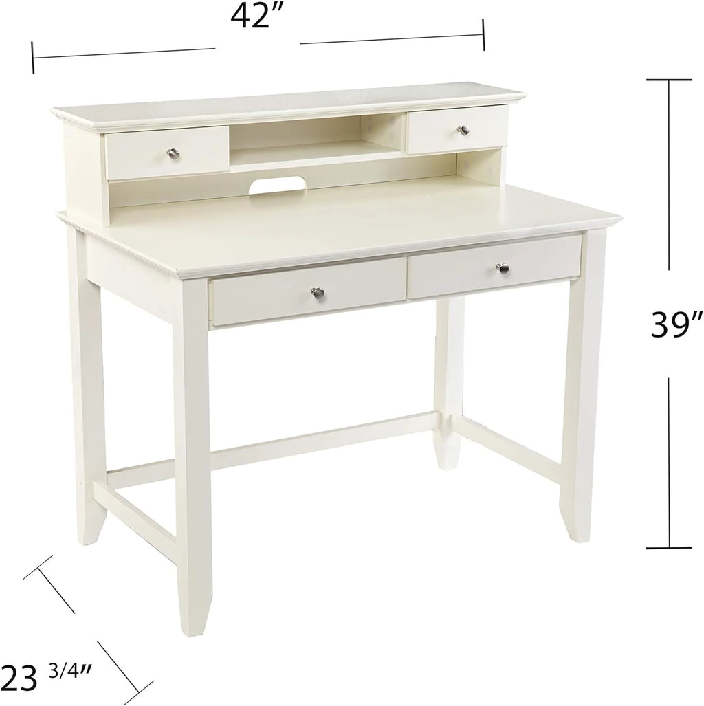 White Secretary Desk with Storage H42374