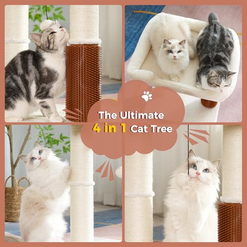 Large Grey Cat Tree Tower with Scratching Post T365361