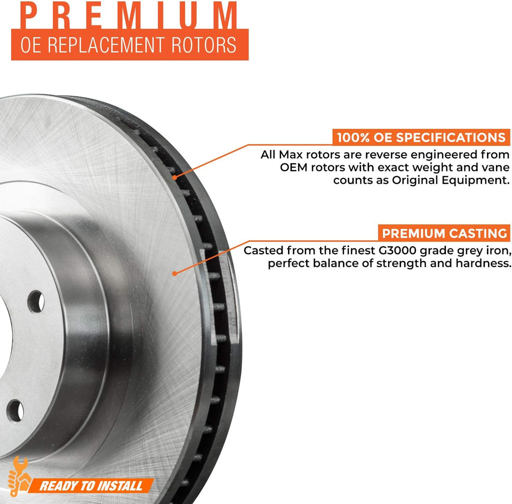 Max Brakes Premium OE Rotors with Carbon Ceramic Pads Z48570