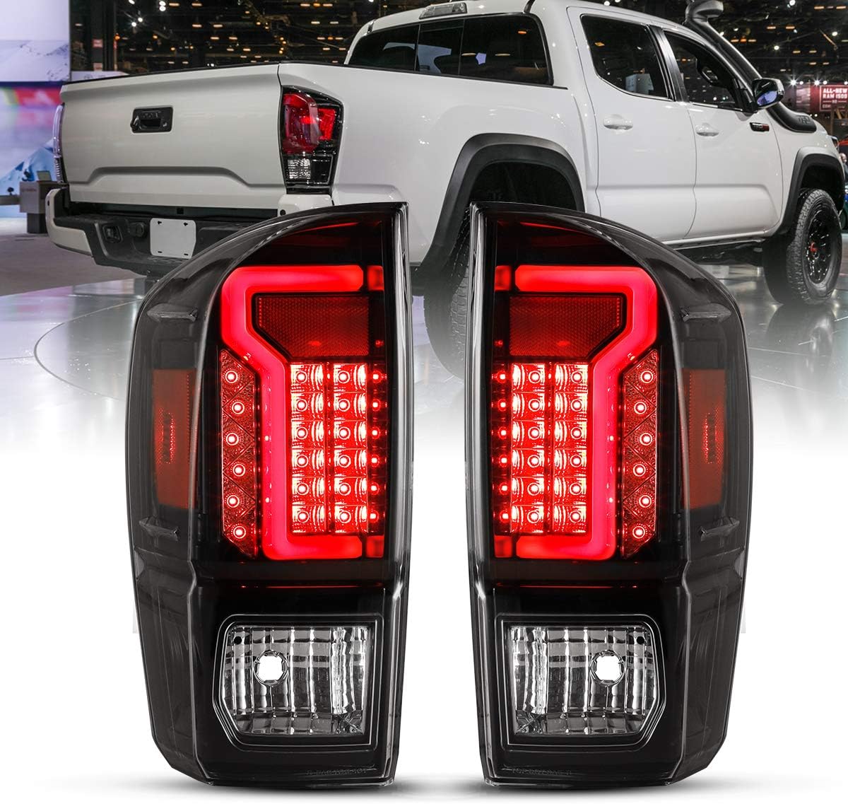 Tail Lights for 2016-2021 Toyota Tacoma, LED Rear Lights Assembly with Turn Signal, Brake Lights/DRL, Clear Lens Y58131
