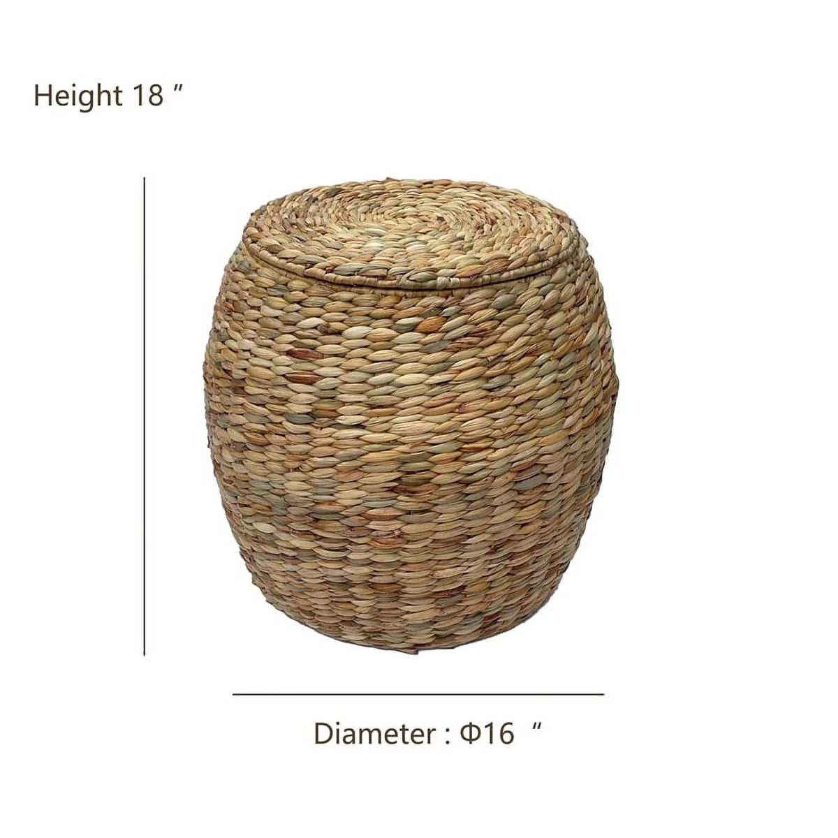 Beige Wicker Rattan Storage Ottoman Basket with Lid R754133