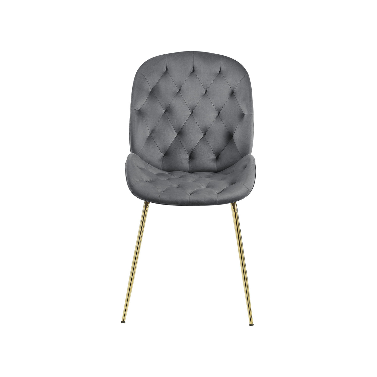 Gray Velvet Tufted Upholstered Dining Chairs Y42399