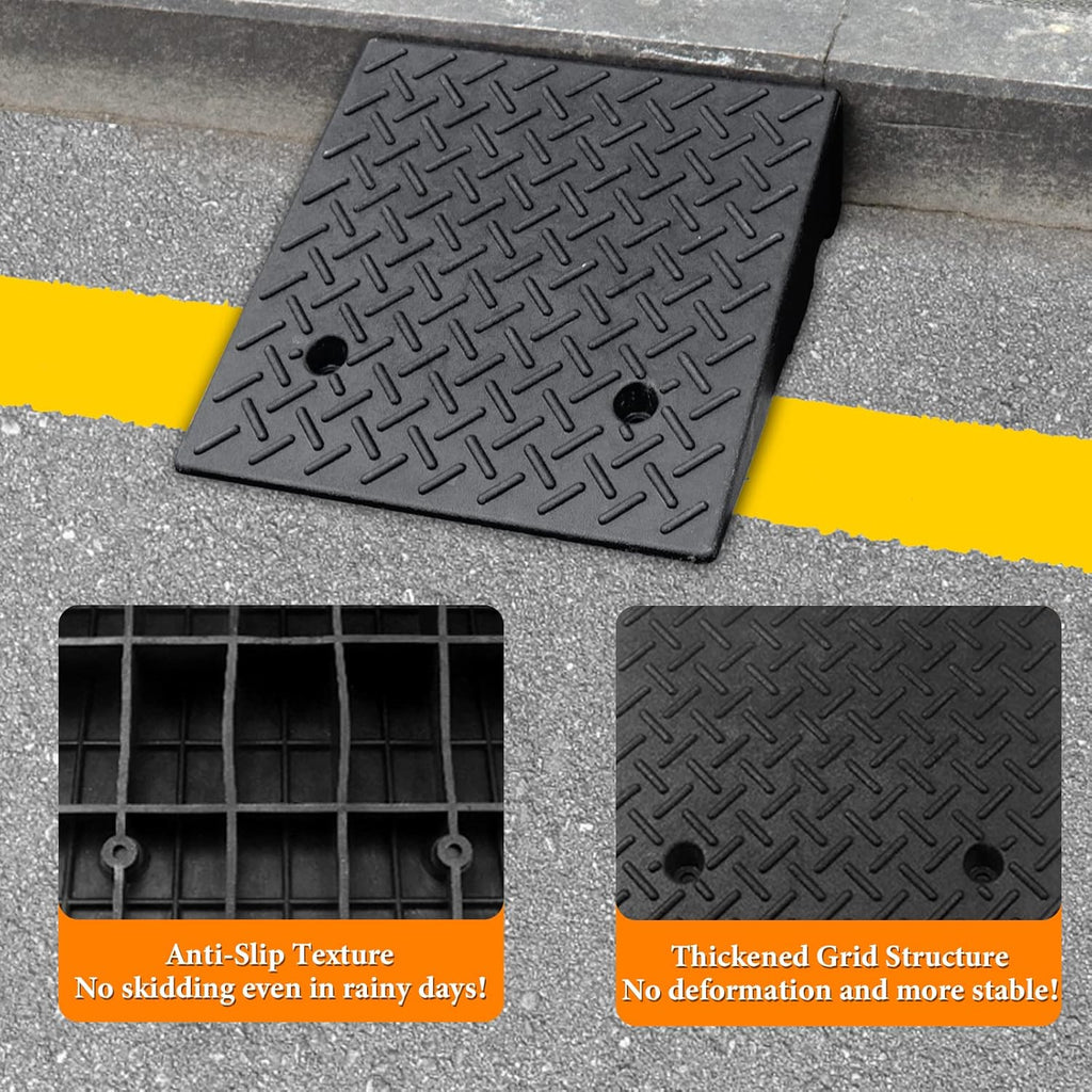Rubber Curb Ramp 19.6 × 19.6 × 6 Heavy Duty Portable Threshold Ramp 1 PC R49270