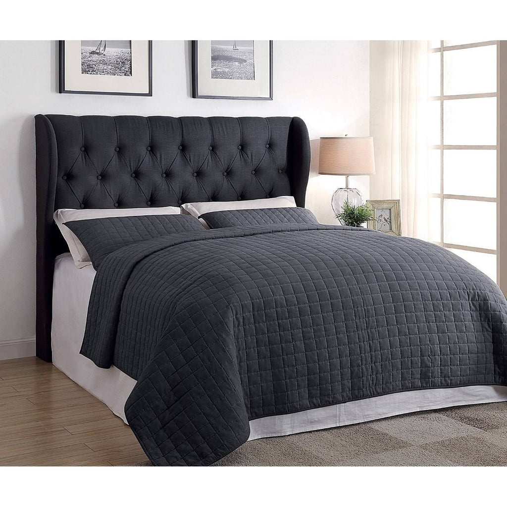 King Size Charcoal Fabric Wingback Headboard Z234055