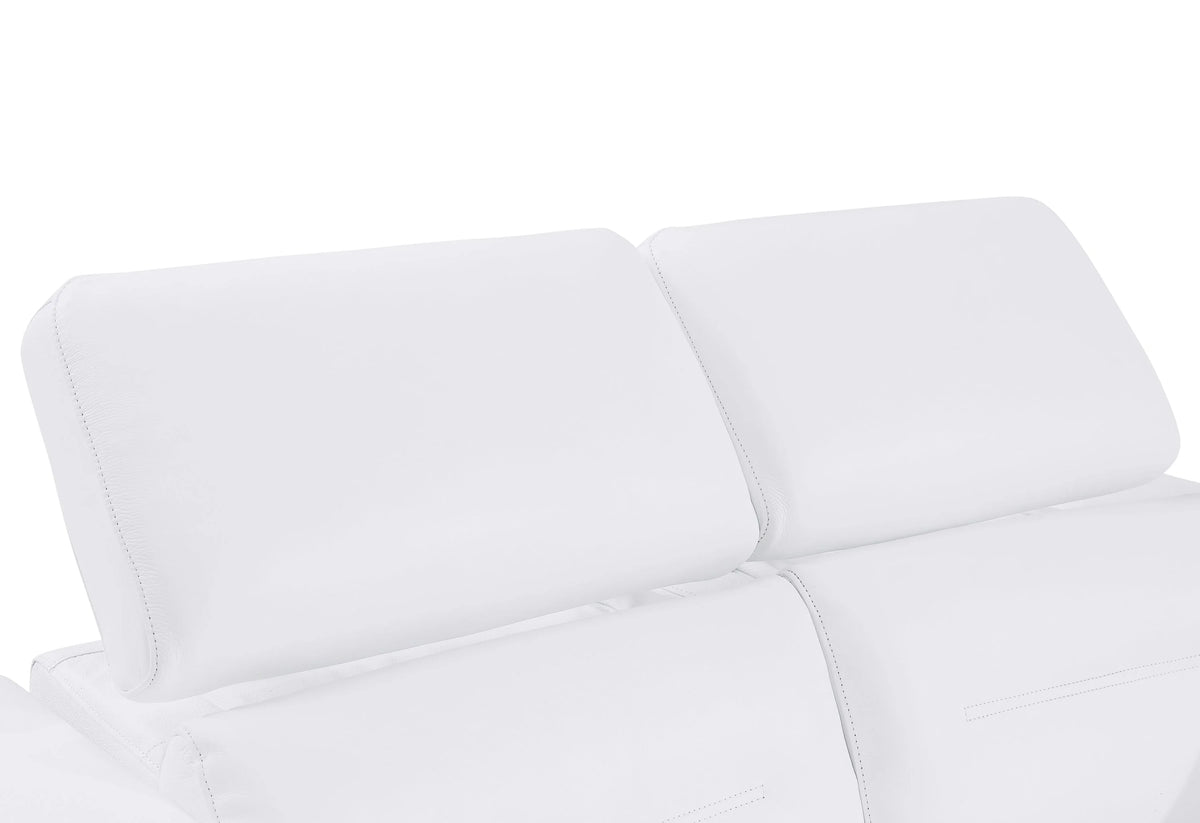 White Top Grain Italian Leather Power Recliner Loveseat Q7621