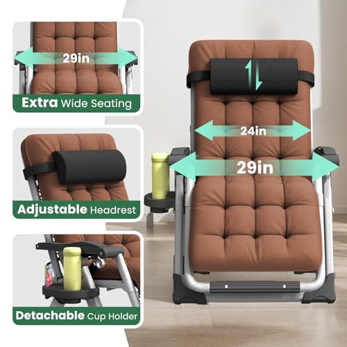 Oversized Padded Reclining Zero Gravity Chair with Cup Holder M1521