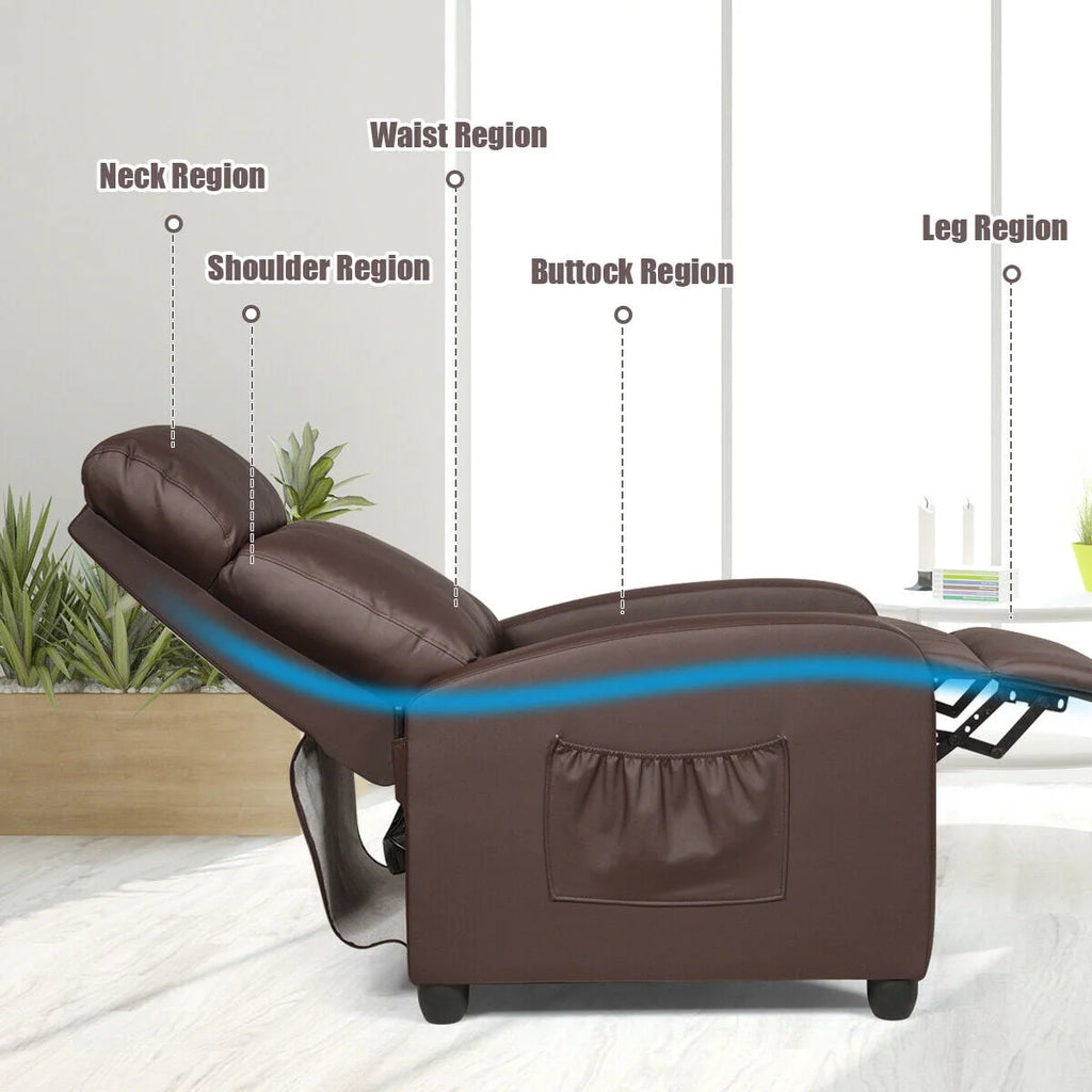 Brown PU Leather Massage Recliner Chair with Footrest H25824