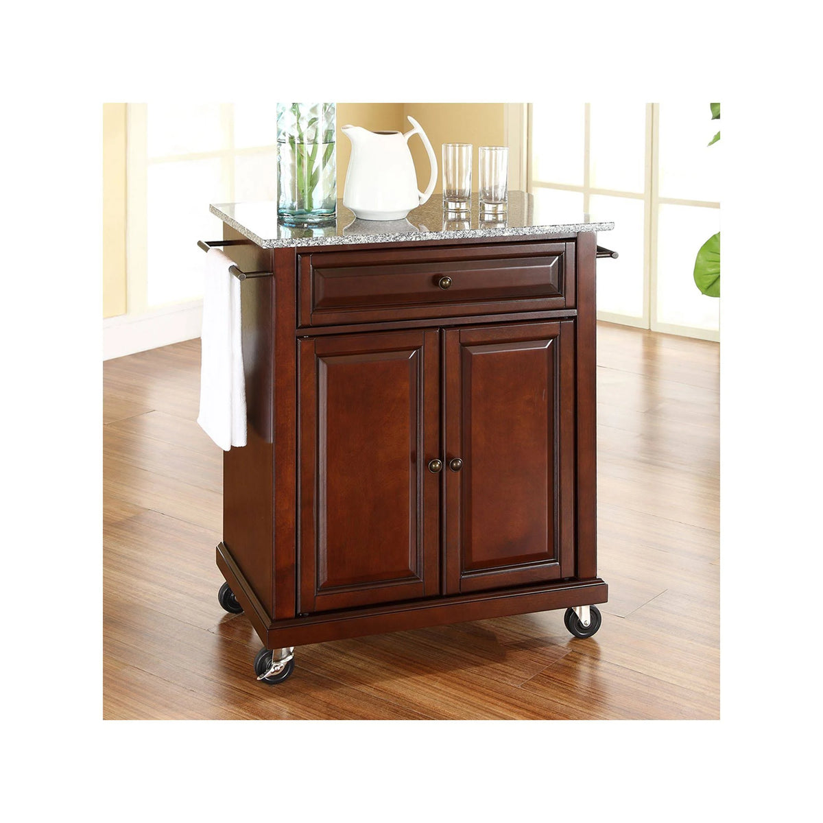 Solid Granite Top Portable Kitchen Cart/Island K949705
